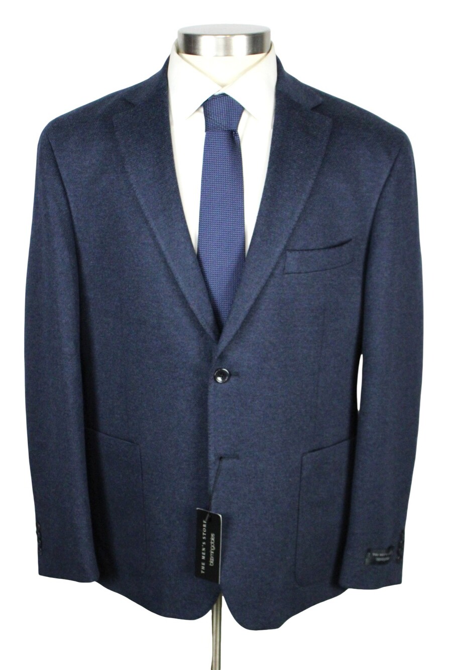 Mens Store Bloomingdales Sport Coat 44 R Navy Jersey Cotton Linen Soft Jacket